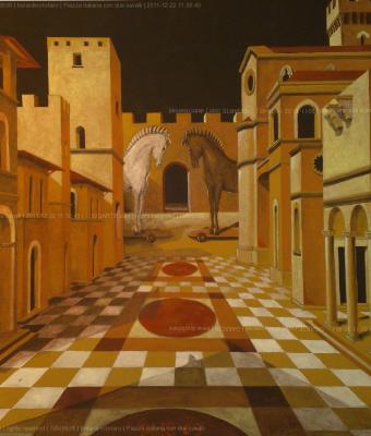 piazza-italiana-con-due-cavall