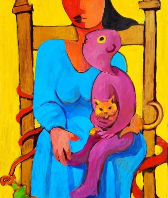 donna-con-bambino-e-gatto