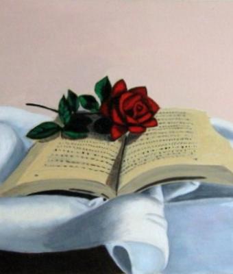 quotlibro-con-rosaquot