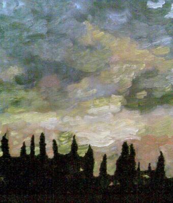 tramonto-con-cipressi-40x28