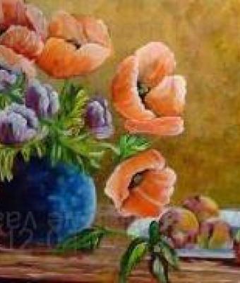 papavers-in-blauwe-vaas