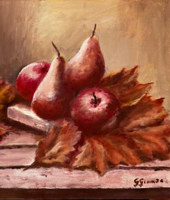 pears-and-apples-on-autumn-lea