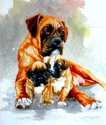 mamma-boxer-con-i-suoi-cucciol