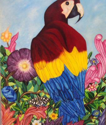 pappagallo-con-fiori