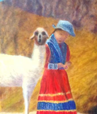 bimba-con-lama-in-pausa-sulle-ande