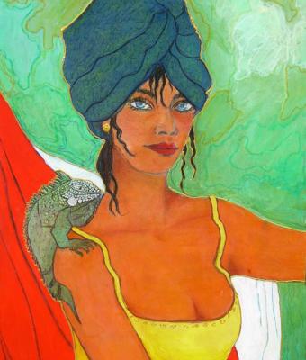 donna-con-iguana