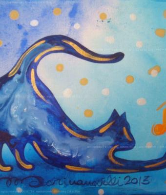 stretching-cat-in-blue