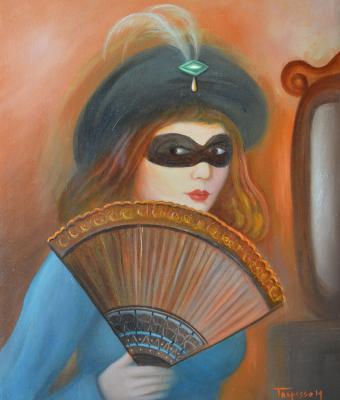 donna-in-maschera-con-ventagli