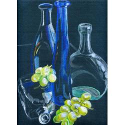 still-life-blue-bottles-and
