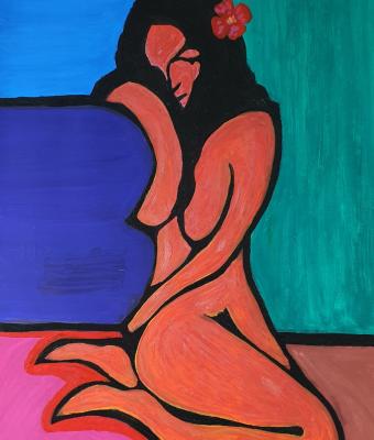 nudo-con-fiore-rosso