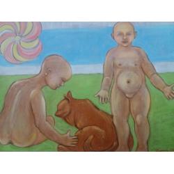 bambini-e-gatto-rosso